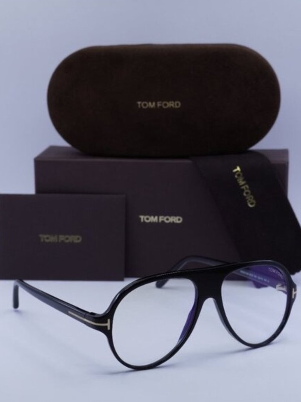 Tom Ford FT5012-B 001 Aviator Eyeglasses 53mm - Black/Blue Light Block